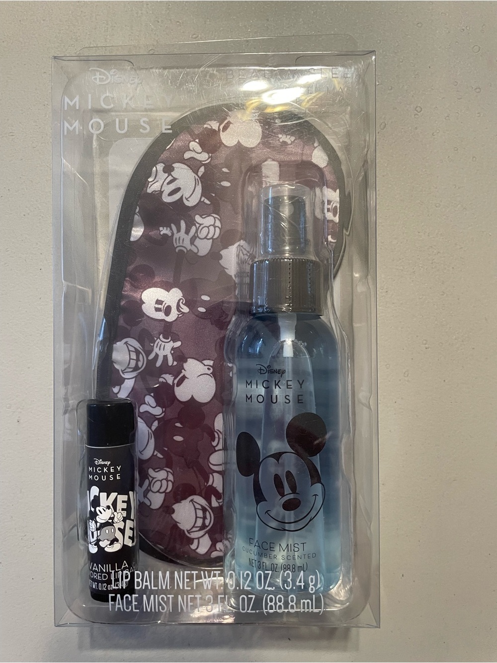 Disney Mickey Mouse Purple Sleep Mask & Blue Face Mist Gift Set